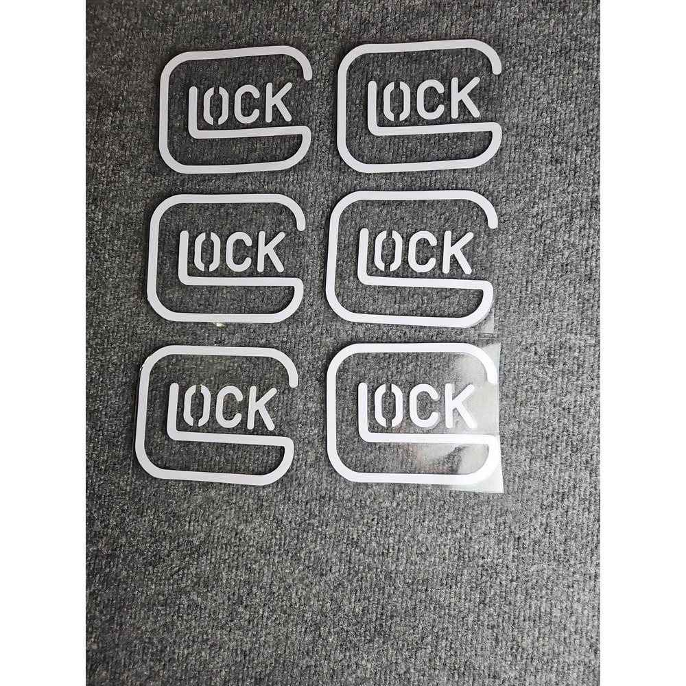 6 PC, G‎ -GLOCK White Vinyl Decal Stickers 5" X 4"